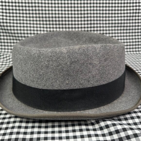 Goorin Bros Slick Carter Short Brim Porkpie Grey Wool Hat Men's XX-Large - Picture 4 of 4